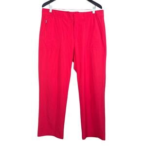 Athleta Tribeca Utility Crop Pants Adjustable Roll Up Hem Hibiscus Red Size 14